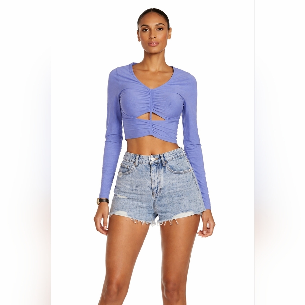 Zara High Rise Denim Shorts Size 4 Blue